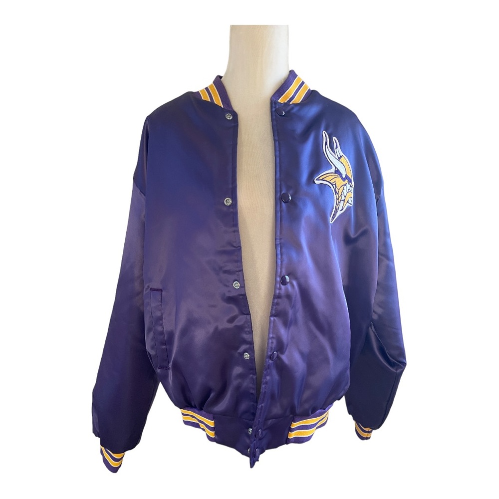 Vintage Chalk Line Minnesota Vikings Satin Jacket NFL Size XL Big Patch
